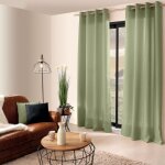 Decostars - rideau uni  oeillets vert olive 140x240 cm