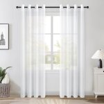 Rideaux voilage blanc 140x235cm(largeur x hauteur)en effet lin - rideau oeillets decor salon semi - transparen ...