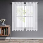 Rideaux voilages blanc lot de 2, rideau court organza tulle avec oeillets transparent lumineux filtrer ... Rideaux voilages blanc lot de 2, rideau court organza tulle avec oeillets transparent lumineux filtrer ...