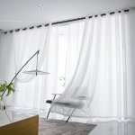 Rideau voilage blanc � motif rayures pour fenetre de salon moderne 2 panneaux rideaux voile transparent ...