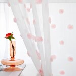 Rideaux voilage pour chambre d'enfant fille draperies voile avec oeillet pompons brod� design semi - ...