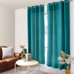 Rideau voilage � ?illets  zo�  140x240cm bleu canard