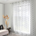 Rideau voilage � motif  copper  140x240cm blanc & noir