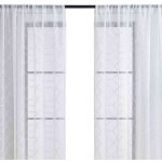 Rideaux en voile blanc brod� � motif floral style ferme - � oeillets - 52x84 pouces (132x213cm) - pour ...