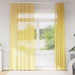 Rideaux en voile avec passe - tringles 2 pcs jaune vidaxl