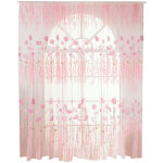 Rideau en voile / tulle � motif floral en polyester - d�coration pour chambre ou salon (rose)