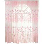 Rideau en voile / tulle � motif floral en polyester - d�coration pour chambre ou salon (rose)