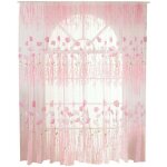 Rideau en voile / tulle � motif floral en polyester - d�coration pour chambre ou salon (rose)