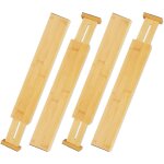 Rnemitery - lot de 4 sparateurs de tiroir, bambou, diviseur de meuble rglable pour couverts, bureau, ...