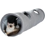 Rnemitery - jouet tunnel pour chat en daim, grand tunnel a chat pliable avec 2 trous et boule suspendue ...