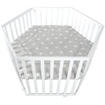 Roba - parc b�b� hegaxonal little stars - hauteur r�glable - housse rembourr�e - roues frein�es - bois ...