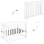 Roba - parc bb pliable little stars - 75 x 100 cm - rglable en hauteur - 4 roues freines - bois laqu ...