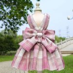 Robe � carreaux pour chien, n?ud papillon, harnais et laisse, ensemble pour petits chiens, chats, filles, ...
