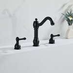 Robinet 3 trous lavabo salle de bain � double poign�e robinet salle bain r�tro en laiton, peinture noir ...