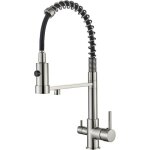 Robinet � 3 voies cuisine en acier inoxydable ? eau pure, finition bross�e �l�gante, rotatif 360�, cartouche ...