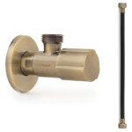 Robinet acs vieux bronze - m 1 / 2  / m 3 / 8  + flexible 400mm noir polym�re �int�r. 8mm - f / f 3 / ...