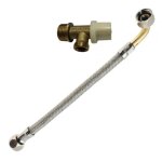 Robinet d'arr�t 1 / 2  pour r�servoir wc encastr� avec flexible coud� 3 / 8 , longueur 350 mm