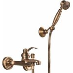 Robinet de baignoire et douche avec douchette robinet de bain en laiton r�tro 2 trous 2 poign�es, bronze ...