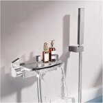Robinet de baignoire mural avec douchette, mitigeur de baignoire cascade en laiton, eau chaude et froide ...