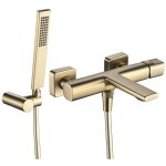 Robinet de baignoire mural laveo tores avec ensemble de douche, or bross�