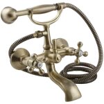 Robinet de baignoire mural stilo avec ensemble de douche, couleur laiton antique Robinet de baignoire mural stilo avec ensemble de douche, couleur laiton antique