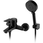 Alovez - robinet baignoire noir avec douchette 5 jets, mitigeur douche mural avec 1, 5m flexible et support, ...