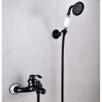 Robinet de baignoire r�tro avec douchette � main, mitigeur de douche robinetterie de bain monocommande ...