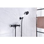 Robinet de baignoire rtro noir avec douchette  main, mlangeur douche mural nostalgique  deux poignes, ...