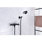 Robinet de baignoire r�tro noir avec douchette � main, m�langeur douche mural nostalgique � deux poign�es, ...