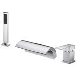 Robinet de baignoire style moderne cascade en laiton mitigeur avec douchette 3 trous cartouche c�ramique ...