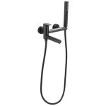 Robinet de baignoire style moderne en laiton mitigeur avec douchette cartouche c�ramique mural noir