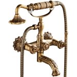 Robinet de baignoire style r�tro vintage royale en laiton m�langeur avec grosse douchette mural cartouche ...