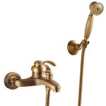 Robinet de baignoire style r�tro vintage simple en laiton mitigeur avec douchette mural cartouche c�ramique ...