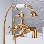 Robinet de baignoire de style tlphone classique, robinet de baignoire chaise longue dor, pommeau de ...