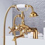 Robinet de baignoire de style t�l�phone classique, robinet de baignoire chaise longue dor�, pommeau de ...