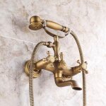 Robinet de baignoire sur pattes, robinet de baignoire avec douchette � main, poign�e victorienne � double ...