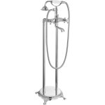Robinet de baignoire sur pied chrom avec douche  double jet crois, bouton en forme de tlphone, mitigeur ...