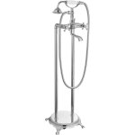 Robinet de baignoire sur pied chrom avec douche  double jet crois, bouton en forme de tlphone, mitigeur ...