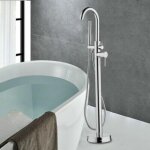 Robinet de baignoire sur pied r�tro - robinet de baignoire - douchette � main - en cuivre et acier inoxydable ...