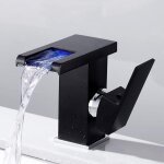 Robinet cascade �clair� par led de haute qualit� pour �viers d'eau chaude et froide, noir