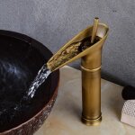 Robinet cascade pour lavabo de salle de bain, robinet monotrou en laiton vintage chaud et froid, robinet ...