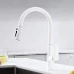 Robinet de cuisine � 3 voies avec douchette extractible robinet �vier multifonctionnel blanc