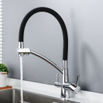 Robinet de cuisine 3 voies, mitigeur flexible, robinet d'�vier d'eau potable r�glable � 360� (double ...