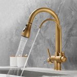 Robinet de cuisine � 3 voies 3 modes mitigeur de �vier vintage pivotant � 360� bronze