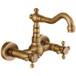 Robinet de cuisine antique en laiton mitigeur de cuisine, fixation murale, design vintage, style r�tro. ...