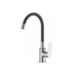 Robinet de cuisine avec bec courb�, chrome noir, elba