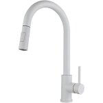 Robinet de cuisine, blanc, en acier inoxydable, � grand arc, extensible et pivotant � 360�, mitigeur ...