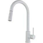 Robinet de cuisine, blanc, acier inoxydable, grand arc, extractible, pivotant � 360�, mitigeur d'�vier ...