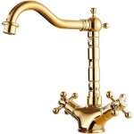 Robinet de cuisine � double poign�e en croix, d'�vier en laiton � montage sur plage, monotrou, robinet ...