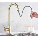 Robinet de cuisine avec douchette extractible? bec rotatif 360� - 2 modes d'eau - col de cygne haut - ...